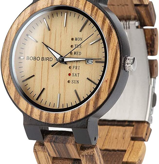 BOBO BIRD Mens Wooden Watch ボボバード メンズ 男性用 木製腕時計 アナログクォーツ 日付週表示 軽量(ブラウン) |  Houzyou shop